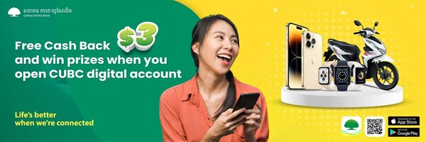 Download CUBC mBanking App and open a digital account to get a new customer welcome gift of $3 and chance to win other prizes