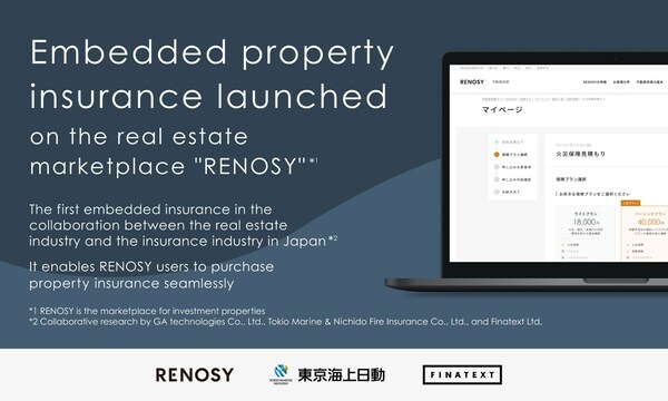 GA technologies and Finatext Launch Embedded Property Insurance on Real Estate Marketplace “RENOSY”