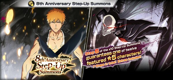 Bleach: Brave Souls, currently available on smartphones, PC, and PlayStation 4, celebrated its 8th anniversary on Sunday, July 23, 2023. As a huge thank you to the community for supporting this game, the Brave Souls 8th Anniversary and Thousand-Year Blood War Campaign: Round 1 is currently underway to commemorate this milestone. Bleach: Brave Souls, currently available on smartphones, PC, and PlayStation 4, celebrated its 8th anniversary on Sunday, July 23, 2023. As a huge thank you to the community for supporting this game, the Brave Souls 8th Anniversary and Thousand-Year Blood War Campaign: Round 1 is currently underway to commemorate this milestone.