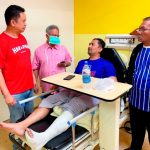 Jeram Padang BN candidate has a broken leg