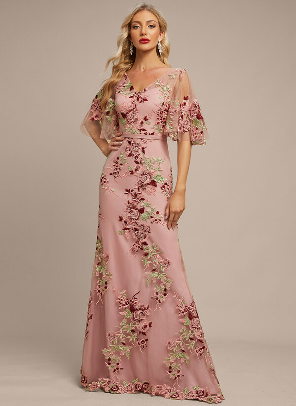 V-Neck Floor-Length Lace Dress; product number #288733