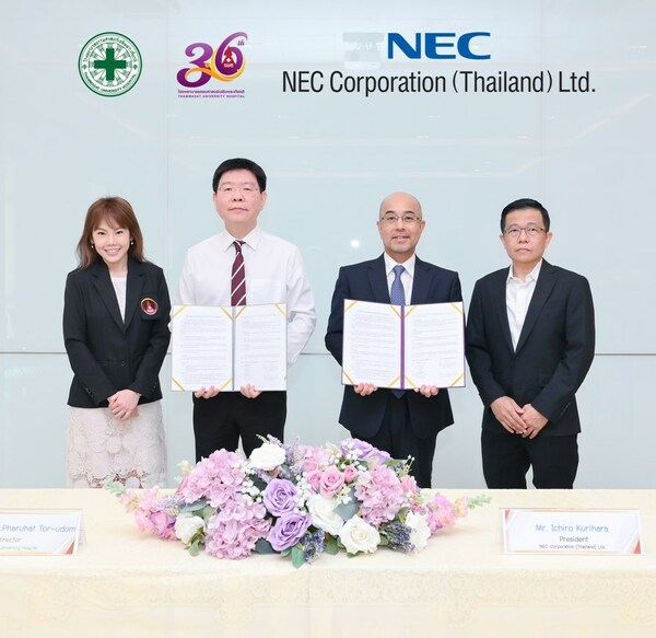 Representatives from Thammasat University Hospital and NEC Thailand at the signing ceremony Representatives from Thammasat University Hospital and NEC Thailand at the signing ceremony