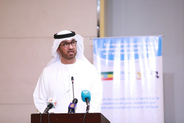 COP28 President-Designate Dr Sultan Al Jaber addressing the African Ministerial Conference on the Environment (AMCEN) in Addis Ababa. COP28 President-Designate Dr Sultan Al Jaber addressing the African Ministerial Conference on the Environment (AMCEN) in Addis Ababa.