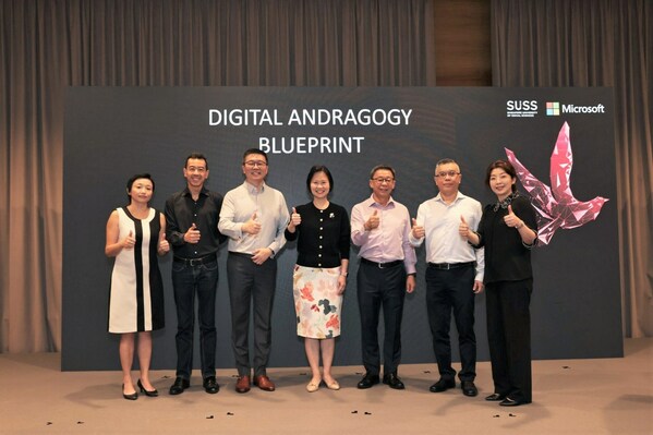 The Digital Andragogy Blueprint was launched at the event by Minister of State (Education and Manpower), Ms Gan Siow Huang (centre), with key representatives from SUSS and Microsoft. The Digital Andragogy Blueprint was launched at the event by Minister of State (Education and Manpower), Ms Gan Siow Huang (centre), with key representatives from SUSS and Microsoft.