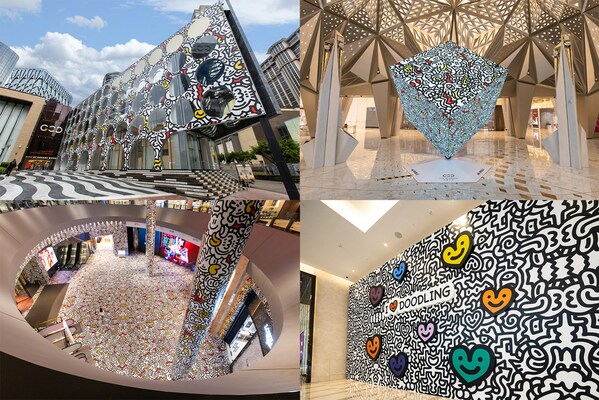 (From left to right) "Doodle Showroom" at Cotai Strip's architectural landmark; "Doodle Cube", a multimedia art installation in the lobby of the Morpheus Hotel; "Doodle Hall" at the main entrance of City of Dreams; "Doodle Love Wall", an exclusive large-scale interactive for the celebration of Qixi Festival (Chinese Valentine's Day) (From left to right) "Doodle Showroom" at Cotai Strip's architectural landmark; "Doodle Cube", a multimedia art installation in the lobby of the Morpheus Hotel; "Doodle Hall" at the main entrance of City of Dreams; "Doodle Love Wall", an exclusive large-scale interactive for the celebration of Qixi Festival (Chinese Valentine's Day)