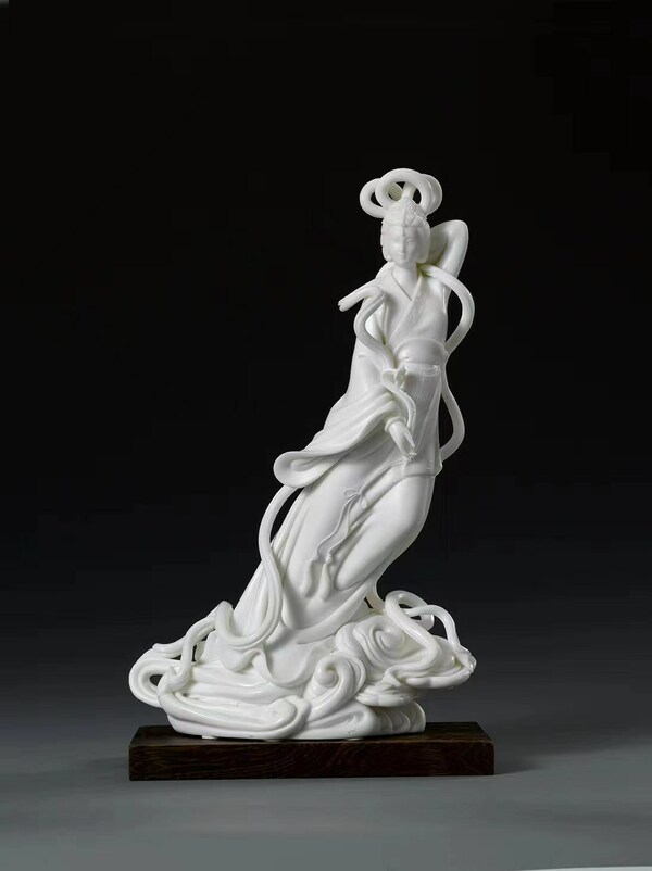 Photo provided by Dehua County shows a piece of Dehua white porcelain work.