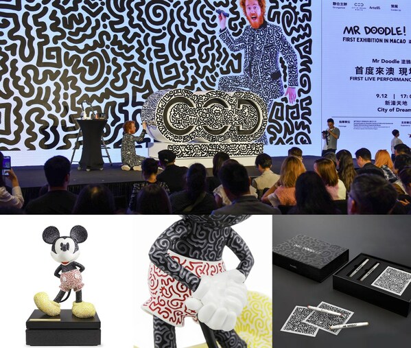 From top: Mr Doodle's first visit to Macao attracts a large audience; The global debut of the Mickey Mouse sculpture (30cm) created by Mr Doodle is now available for purchase at Artelli Each piece comes with a limited edition Mr Doodle Coloring Box Set From top: Mr Doodle's first visit to Macao attracts a large audience; The global debut of the Mickey Mouse sculpture (30cm) created by Mr Doodle is now available for purchase at Artelli Each piece comes with a limited edition Mr Doodle Coloring Box Set