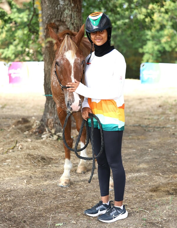 First Indian young lady rider Nida Anjum Chelat with her companion horse Epsilonn Salou at the FEI Equestrian World Endurance Championship for Young riders and Juniors, Castelsagrat, France, Sep 2, 2023 First Indian young lady rider Nida Anjum Chelat with her companion horse Epsilonn Salou at the FEI Equestrian World Endurance Championship for Young riders and Juniors, Castelsagrat, France, Sep 2, 2023