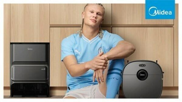 Midea shared a photo of the Midea V12 alongside Erling Haaland. Midea shared a photo of the Midea V12 alongside Erling Haaland.
