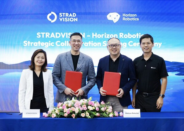 STRADVISION and Horizon Robotics MOU Signing Ceremony From left to right: Ms. Sunny Lee, COO and US CEO of STRADVISION, Dr. Junhwan Kim, CEO of STRADVISION, Dr. Yu Kai, Founder and CEO of Horizon Robotics, Mr. Yufeng Zhang, Vice President of Horizon Robotics and President of Automotive Business Unit