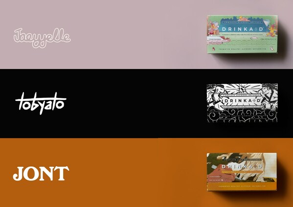 The limited edition DrinkAid boxes by Tobyato, Jaeyelle, and JONT