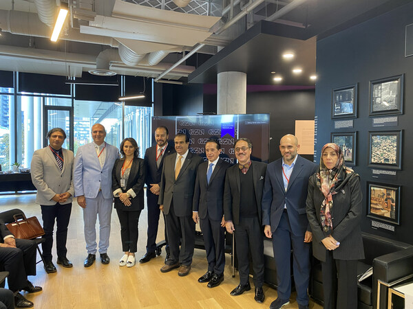 From left to right: Kamran Espili, Executive Director, UEF; Reza Pourvaziry, Chair, UEF; Hanieh Riahi, Graphic Designer, UEF; Eduardo Jasso, Director, Latin America and Caribbean Branch, UEF; Khalid bin Rashid Al-Mansouri Ambassador of Qatar in Canada; Carlos Joaquin, Ambassador of Mexico in Canada; Eduardo Moreno, Co-Director, World Urban Pavilion, UEF; Abdulla Ahmad Al-Karrani, Director of Urban Planning Department, Government of Qatar; Fazileh Dadvar, Director of Annual Conference, UEF From left to right: Kamran Espili, Executive Director, UEF; Reza Pourvaziry, Chair, UEF; Hanieh Riahi, Graphic Designer, UEF; Eduardo Jasso, Director, Latin America and Caribbean Branch, UEF; Khalid bin Rashid Al-Mansouri Ambassador of Qatar in Canada; Carlos Joaquin, Ambassador of Mexico in Canada; Eduardo Moreno, Co-Director, World Urban Pavilion, UEF; Abdulla Ahmad Al-Karrani, Director of Urban Planning Department, Government of Qatar; Fazileh Dadvar, Director of Annual Conference, UEF