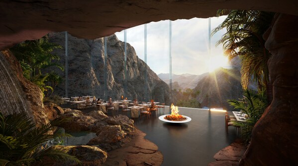 The interior of the wellness hotel in Leyja NEOMs latest sustainable tourism department The interior of the wellness hotel in Leyja NEOMs latest sustainable tourism department