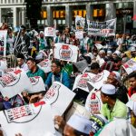 Hundreds demonstrate in front of Putrajaya court complex as top judges hear constitutional challenge to Kelantan Shariah criminal laws