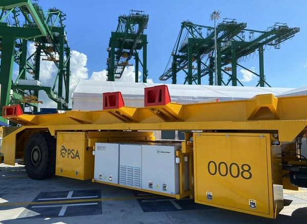 AGV, powered by Durapower, at PSA Tuas Port. Image: Durapower Group AGV, powered by Durapower, at PSA Tuas Port. Image: Durapower Group