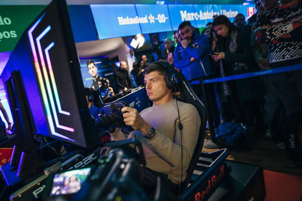 Max Verstappen racing at the global final of Player 0.0 sim racing competition, hosted at the Heineken Experience on December 06, 2023 in Amsterdam Max Verstappen racing at the global final of Player 0.0 sim racing competition, hosted at the Heineken Experience on December 06, 2023 in Amsterdam