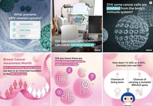 BGI Genomics IG posts related to breast cancer and cervical cancer BGI Genomics IG posts related to breast cancer and cervical cancer