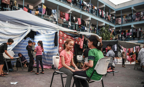 No child in Gaza – over 600,000 girls and boys – has access to education. No child in Gaza – over 600,000 girls and boys – has access to education.