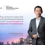 Thaioil has achieved the highest ESG score in the Oil & Gas Refining and Marketing Industry for the 8th year and recognized as a DJSI member for the 11th consecutive year