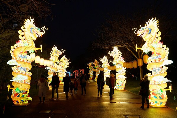 Yuyuan Garden Lantern Festival, a national intangible cultural heritage in China, is illuminated in Paris, France, with 60 large light sets and more than 2,000 lanterns from Dec. 15, 2023, to Feb. 25, 2024. It's Yuyuan Garden Lantern Festival's first overseas exhibition. (Photo by Glenn Gervot)