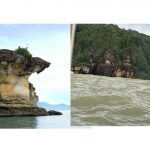 Big waves cause iconic Bako rock formation to collapse