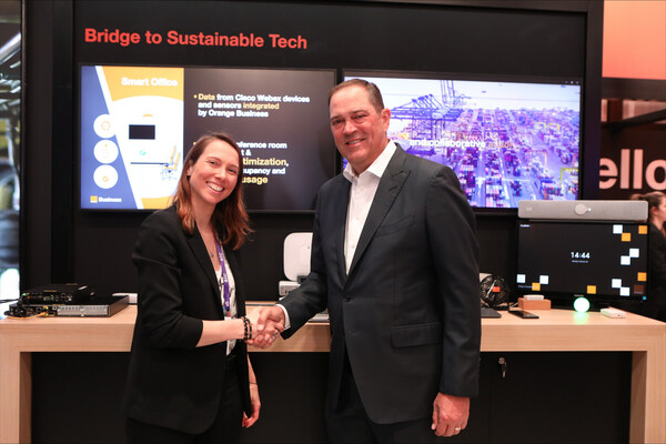 Aliette Mousnier Lompre, CEO of Orange Business with Chuck Robbins, Chair and CEO of Cisco at MWC Barcelona Aliette Mousnier Lompre, CEO of Orange Business with Chuck Robbins, Chair and CEO of Cisco at MWC Barcelona