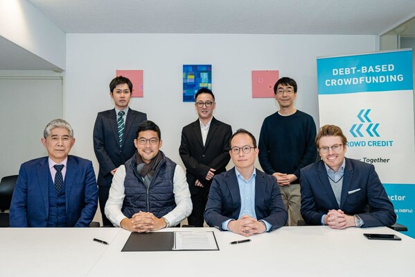 Seated from left to right - Takeshi Shibuya, Representative Director, President and CEO of Bankers Holding Co, David Z Wang, Co-founder & CEO of Helicap Securities, Go Iwata, Representative Director of Crowd Credit, Quentin Vanoekel, Co-founder & CIO of Helicap Investments, Standing from left to right - Tomohiro Mochida, Director & Head of Investment Dept, Crowd Credit, Taka Yagami, Managing Director, PT Banker Crowd Credit Indonesia, Tomoyoki Sugiyama, Founder and Advisor to Bankers Crowd Credit. Seated from left to right - Takeshi Shibuya, Representative Director, President and CEO of Bankers Holding Co, David Z Wang, Co-founder & CEO of Helicap Securities, Go Iwata, Representative Director of Crowd Credit, Quentin Vanoekel, Co-founder & CIO of Helicap Investments, Standing from left to right - Tomohiro Mochida, Director & Head of Investment Dept, Crowd Credit, Taka Yagami, Managing Director, PT Banker Crowd Credit Indonesia, Tomoyoki Sugiyama, Founder and Advisor to Bankers Crowd Credit.