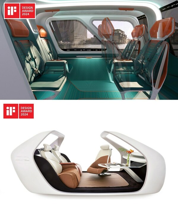 Urban Air Mobility Cabin Concept (top), Future Mobility Concept Seat (bottom) Urban Air Mobility Cabin Concept (top), Future Mobility Concept Seat (bottom)