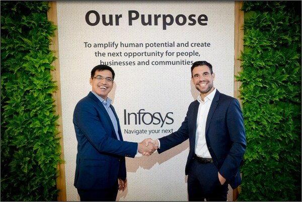 Sumit Virmani, Executive Vice President & Global Chief Marketing Officer, Infosys, along with Daniele Sano, Chief Business Officer, ATP, in Vienna. Sumit Virmani, Executive Vice President & Global Chief Marketing Officer, Infosys, along with Daniele Sano, Chief Business Officer, ATP, in Vienna.