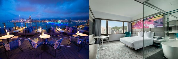 Left: The Breathtaking View from The SKYE Roofbar & Dining; Right: King Executive room Park View Left: The Breathtaking View from The SKYE Roofbar & Dining; Right: King Executive room Park View
