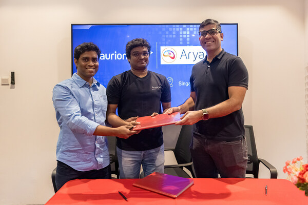 Deekshith Marla, Founder and CTO of Arya.ai, Vinay Kumar Sankarapu, Founder and CEO of Arya.ai, and Ashish Rai, CEO, Aurionpro Solutions Deekshith Marla, Founder and CTO of Arya.ai, Vinay Kumar Sankarapu, Founder and CEO of Arya.ai, and Ashish Rai, CEO, Aurionpro Solutions