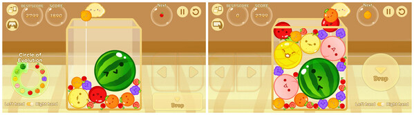 Suika Game horizontal interfaces