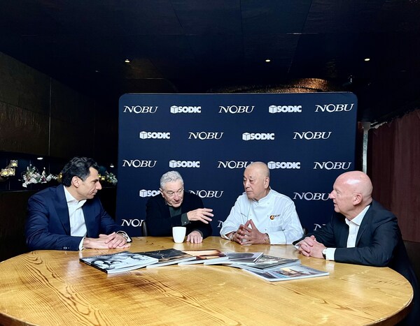 Ayman Amer, General Manager for Sodic, Robert De Niro, Nobu Hospitality Co-Founder, Nobu Matsuhisa, Nobu Hospitality Co-Founder, Trevor Horwell, CEO Nobu Hospitality Ayman Amer, General Manager for Sodic, Robert De Niro, Nobu Hospitality Co-Founder, Nobu Matsuhisa, Nobu Hospitality Co-Founder, Trevor Horwell, CEO Nobu Hospitality