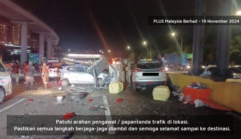 Man trapped in Camry as seven vehicles pile up on NKVE near Subang