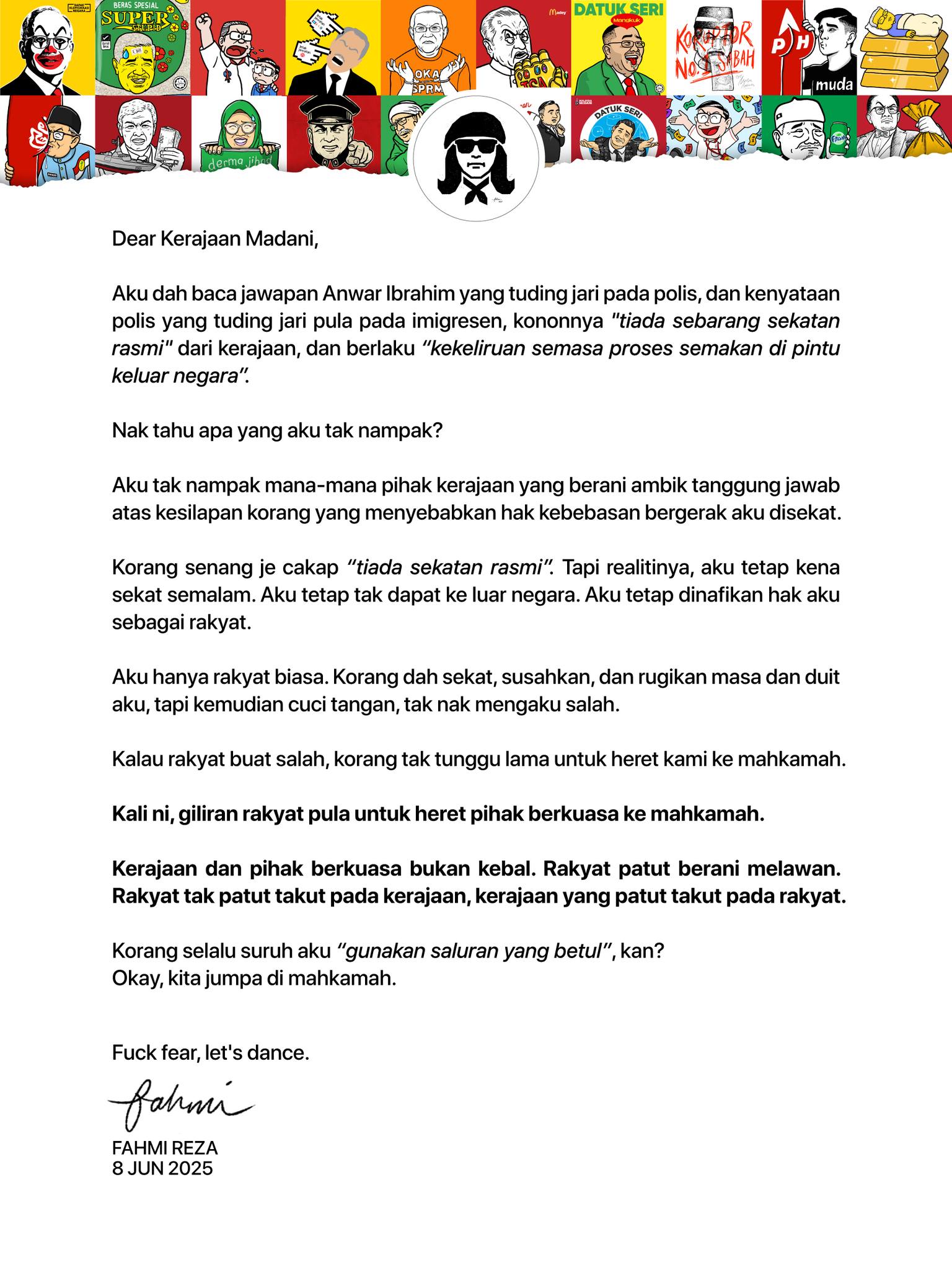 Fahmi Reza calls out authorities over travel ban confusion, says no one taking responsibility; vows legal action
