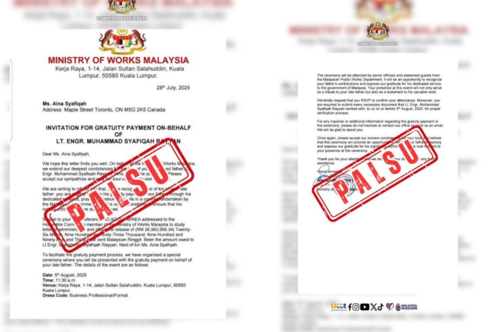 Viral RM26m gratuity letter ‘never issued’, says works minister
