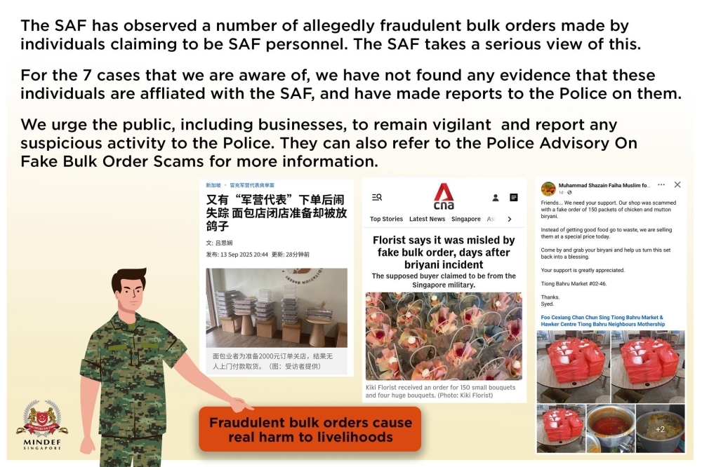 Singapore police arrest three more in fake SAF bulk order scam