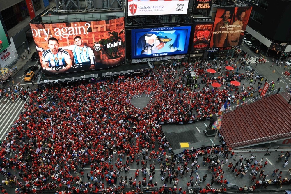 Times Square becomes global World Cup meeting point as fans bring football fever to New York