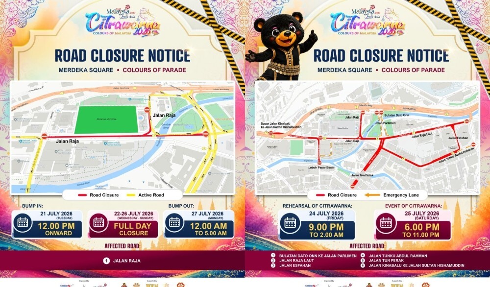 KL’s Jalan Raja to close from July 21 to 27 ahead of Citrawarna 2026